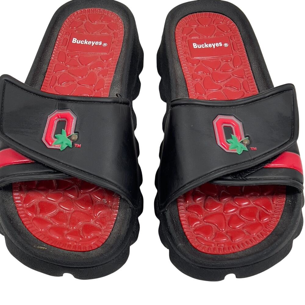 Ohio State University OSU Buckeyes Black & Red Slides Sandals Slip-on Size L